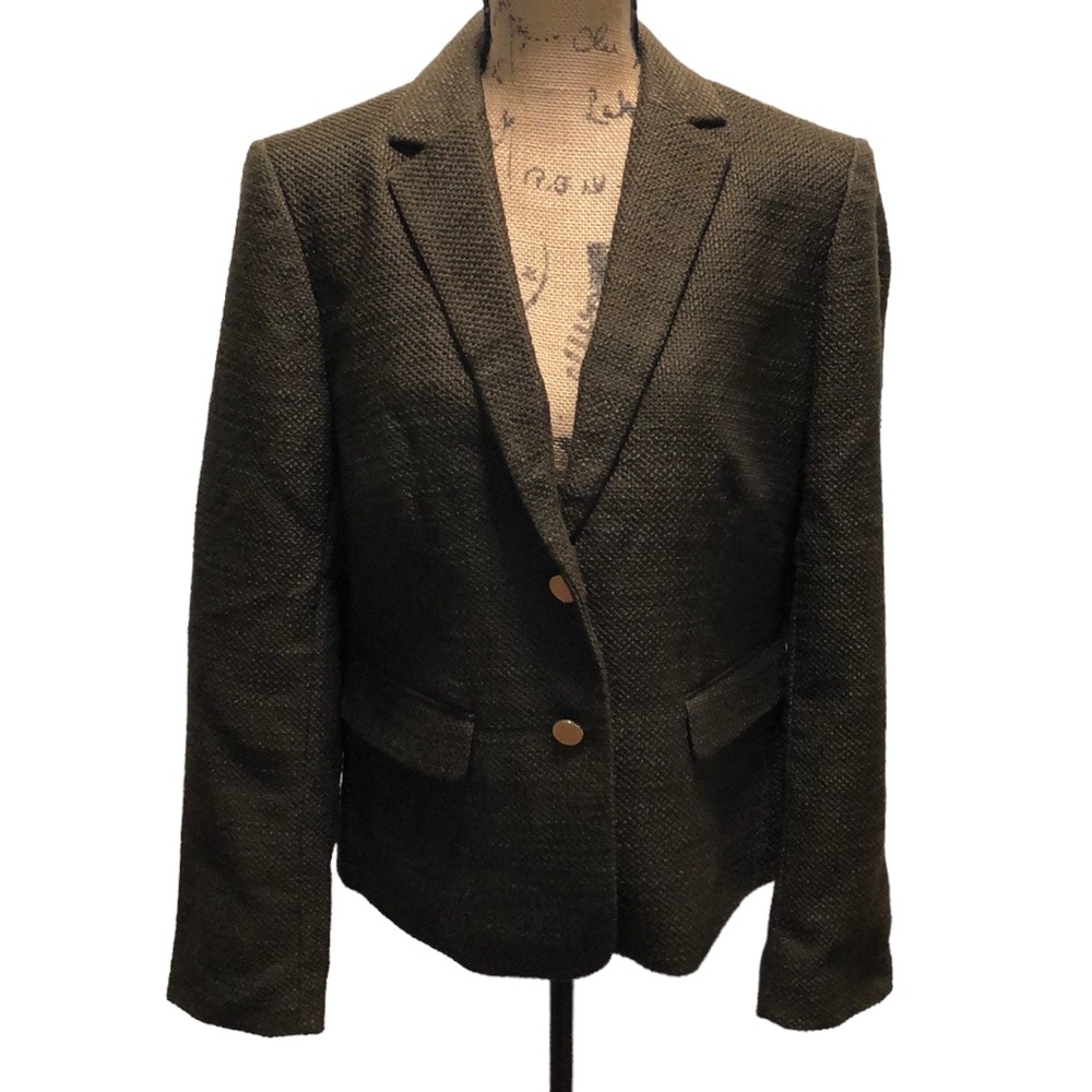 {Ann Taylor} NWT Brown Tweed Button Front Blazer